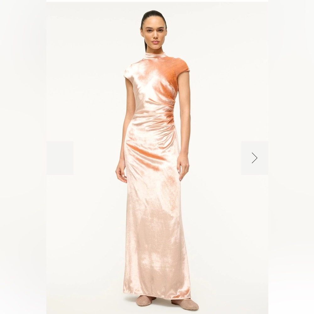 Staud Pink Velvet Tina Dress
